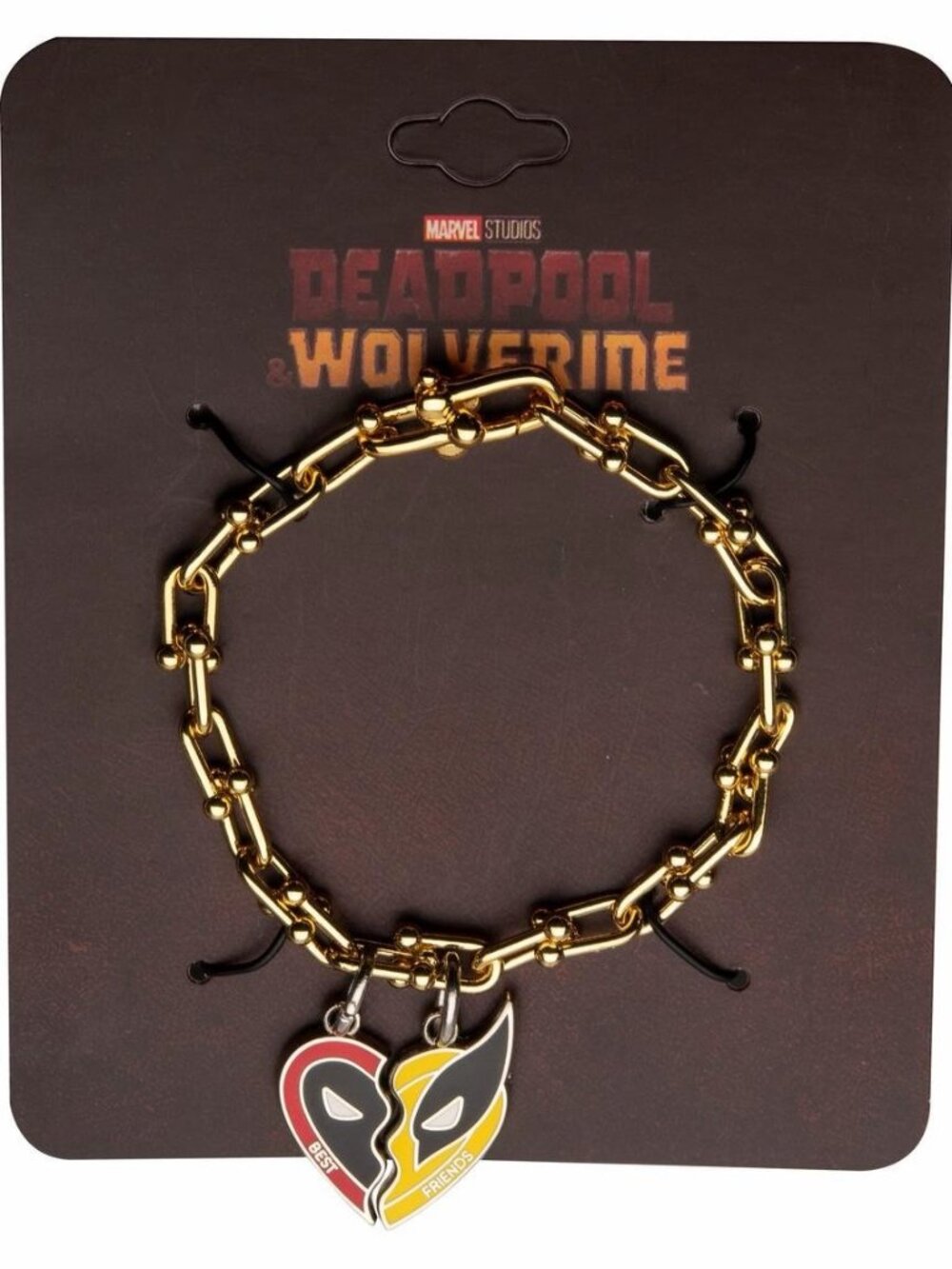 Marvel Deadpool and Wolverine Best Friends Charm Gold Plated Bracelet GameStop E